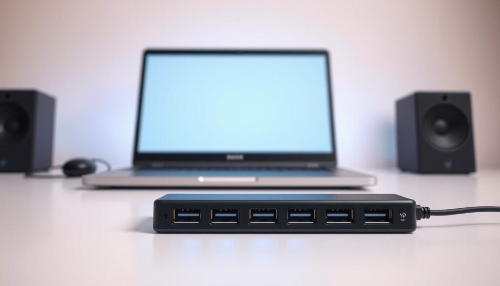 A sleek, contemporary USB setup with a modern, minimalist aesthetic. In the foreground, a high-quality USB hub with multiple ports sits atop a clean, uncluttered desk surface, casting a soft, even glow from its integrated LED lights. In the middle ground, a laptop or desktop computer, its matte-black chassis gleaming under the gentle studio lighting. In the background, a simple, neutral-toned wall serves as a backdrop, emphasizing the technological focus of the scene. The overall mood is one of efficiency, practicality, and understated elegance, suitable for illustrating the process of setting up USB storage for IPTV recording. A sleek, contemporary USB setup with a modern, minimalist aesthetic. In the foreground, a high-quality USB hub with multiple ports sits atop a clean, uncluttered desk surface, casting a soft, even glow from its integrated LED lights. In the middle ground, a laptop or desktop computer, its matte-black chassis gleaming under the gentle studio lighting. In the background, a simple, neutral-toned wall serves as a backdrop, emphasizing the technological focus of the scene. The overall mood is one of efficiency, practicality, and understated elegance, suitable for illustrating the process of setting up USB storage for IPTV recording.